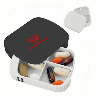 Rotating Lid Four-compartment Pillbox