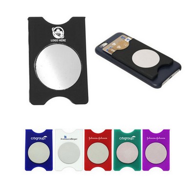 Adhesive Silicone Cell Phone Wallet w/ Mirror