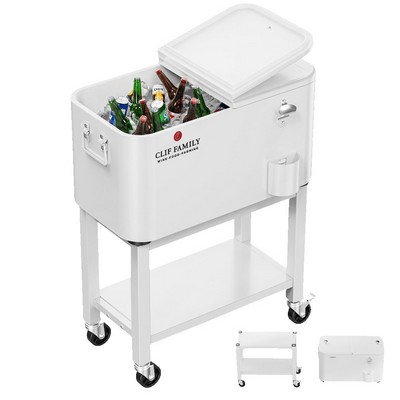60 QT Rolling Patio Cooler Cart with Bottle Opener