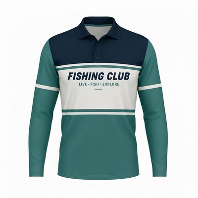 Custom Sublimated Long Sleeve Ice Silk Fishing Polo Shirt 180GSM