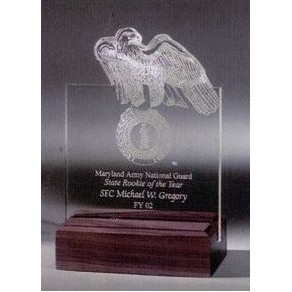 9" Acrylic Award in Any Shape in Walnut or Black Base