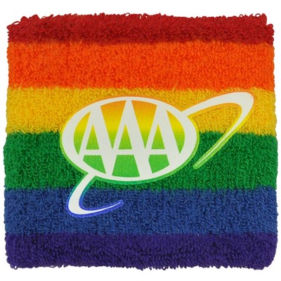 Made in the USA Heavyweight Rainbow Wristband w/1-Color Heat Transfer or Printed Applique