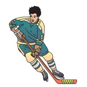 Hockey Player Promotional Magnet w/ Strip Magnet (6 Square Inch)
