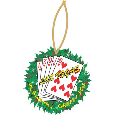 Hearts Royal Flush Wreath Ornament w/ Clear Mirror Back (8 Square Inch)