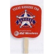 Square Litho Hand Fan w/Wooden Handle