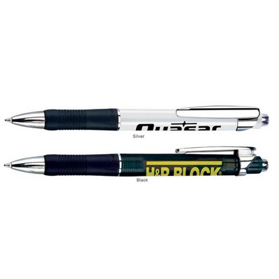 Plastic Collection Click Action Pen w/Colored Barrel & Chrome Trim