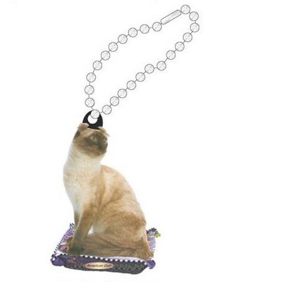 American Curl Cat Promotional Key Chain w/ Black Back (8 Square Inch)