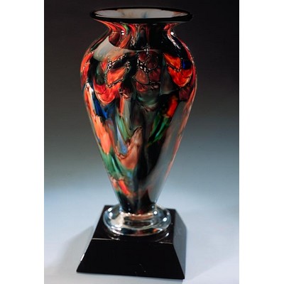 Autumn Splash Athena Vase w/ Marble Base (6"x13.5")