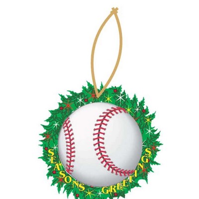 Baseball Promotional Wreath Ornament w/ Black Back (10 Square Inch)
