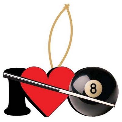 I Love Pool Promotional Ornament w/ Black Back (3 Square Inch)