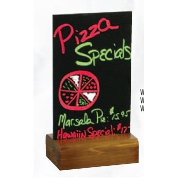 Wet Erase Menu Table Tent w/ Solid Wood Base (4"x6" Insert)