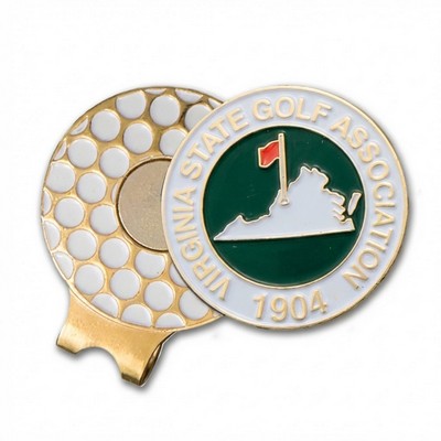 Hat Clips Gold w/ 1" Soft Enamel Ballmarker