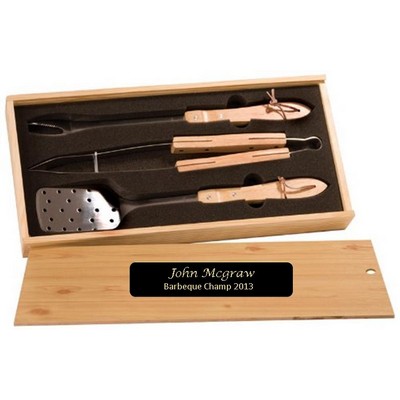BBQ Tool Gift Set - Laser Engraved Plate, Closeout