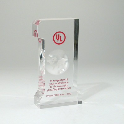 #1 Shape Lucite® Embedment Award (3" x 5 3/4" x 1")