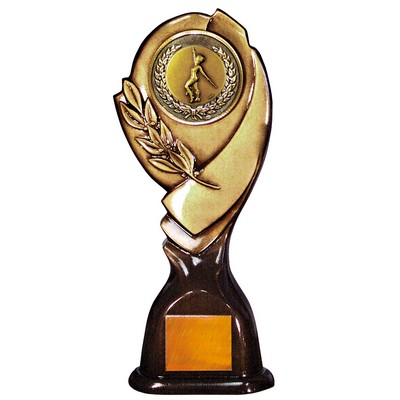 Stock 15" Classic Trophy with 2" Baton Coin and Engraving Plate