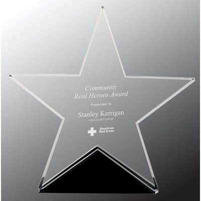 5 3/4" x 5 1/2" Clear Glass Star on Black Base