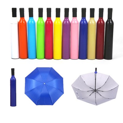 Portable Folding Wine Bottle Shaped Umbrella