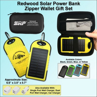 Redwood Solar Power Bank Zipper Wallet Gift Set 5000 mAh - Yellow