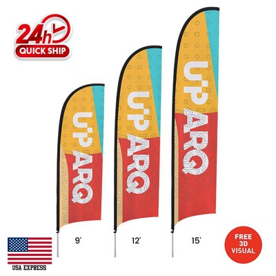 9' Premium Single Side Concave Flag Kit w/X Base