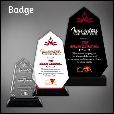 12" Badge Clear Budget Line Acrylic Award in a Black Base