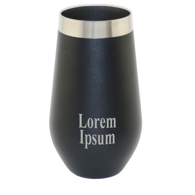 16 Oz. Apollo™ Black Stainless Steel Stemless Textured Wine Glass