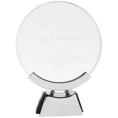8 1/2" Round Voyager Glass with Silver/Black Base