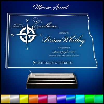 10" North Dakota Clear Acrylic Award with Mirror Accent