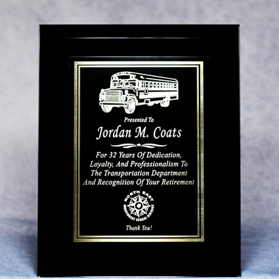 Black Mirrored Glass Plaque with Plate - 9"x12"