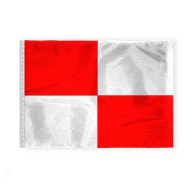 2.5'x3.3' 1ply Nylon Red & White Beach Safety Flag with Sleeve – Printed