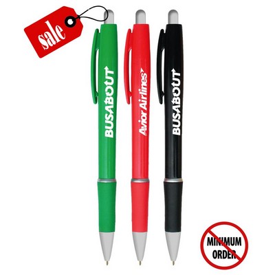 Solid Clicker Pen with Silver Trim