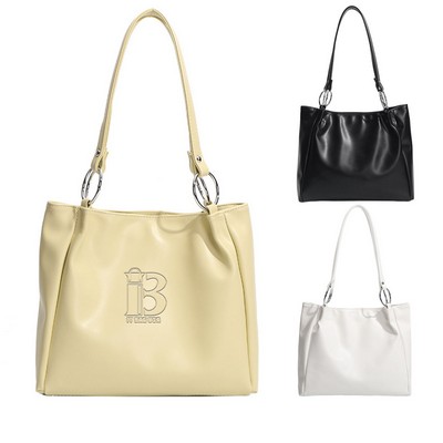 Zipper Top PU Leather Shoulder Bag