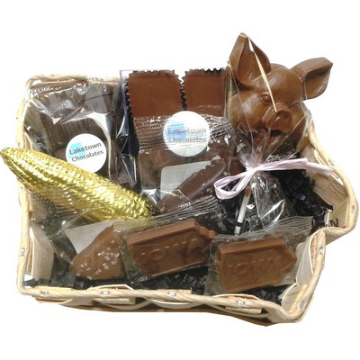 Iowa State Shaped Small Wooden Gift Basket