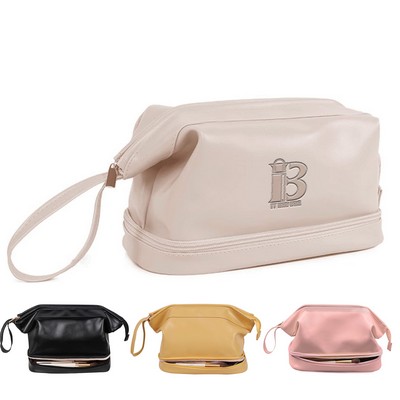 PU Leather Large Capacity Waterproof Travel Cosmetic Bag