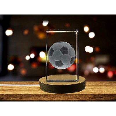 Handball 3D Engraved Crystal Keepsake Award w/LED Base