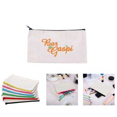 Canvas Cosmetic Bag Zipper Pencil Pouch