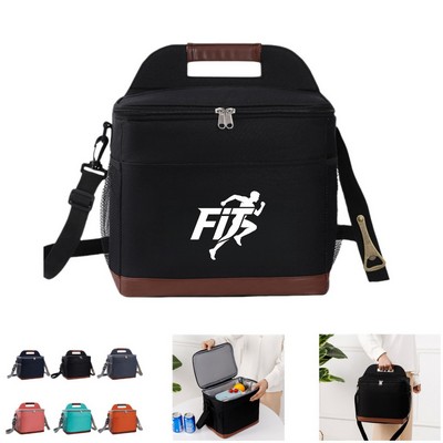 Freezable Lunch Cooler Bag with Beer Bottle Opener and Adjustable Shoulder Strap