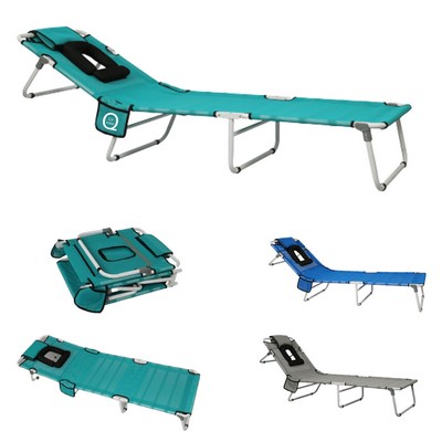 Adjustable Folding Lounger w/ Face-Down Opening and Side Pocket