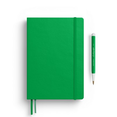 A5 Medium Hardcover Notebook - Spring Leaf, Plain Pages