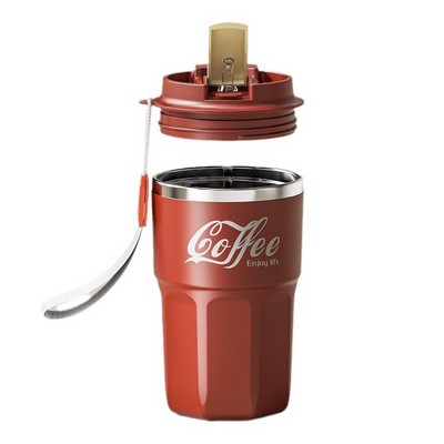 16Oz Stainless Steel Coffee Mug Metal With Straw