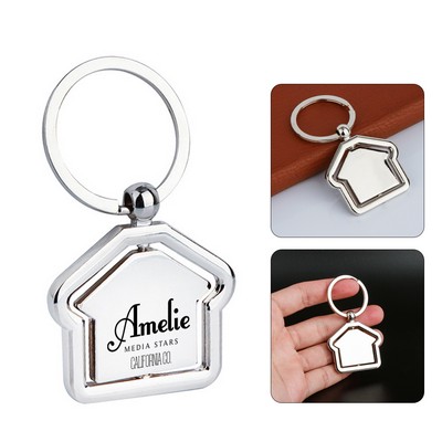 House Shape Alloy Rotate Keychain