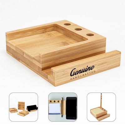 Bamboo Desk Organizer with Phone Holder