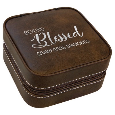 Leatherette Travel Jewelry Box with Tan Lining
