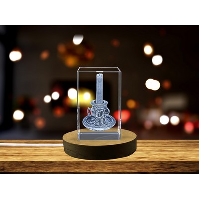 Crystal Pirate Ship Candle Holder w/LED Base Light - Nautical Decor
