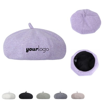 Women's Solid Vintage Octagonal Beret