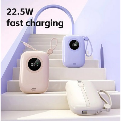 PD 22.5W Ultra-Mini Fast Charger 10000mah Powerbank Built in Cable With LED Display
