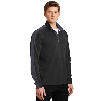 Sport-Tek Sport-Wick Textured Colorblock 1/4-Zip Pullover
