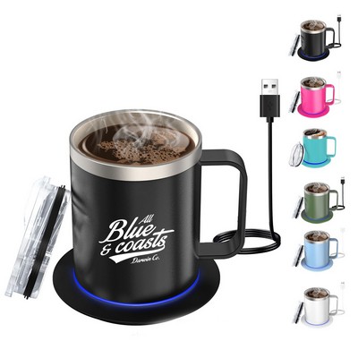 Wireless Heated Mug Set with Qi Charger
