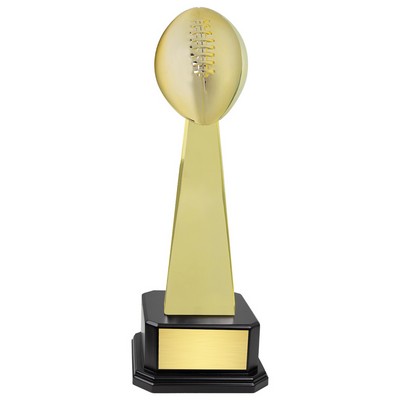 18 3/4" Bright Gold Fantasy Football Trophy on Black Wood Base