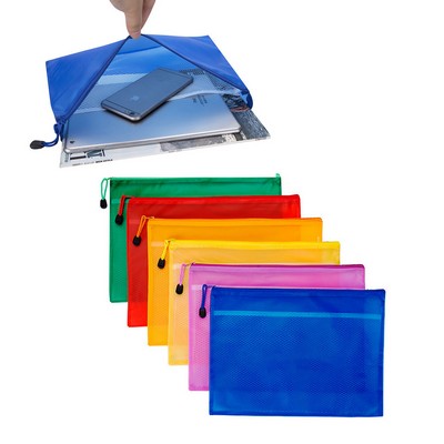 A4 Double-layer Mesh Frosted Zipper Bag