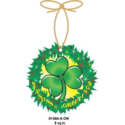 Shamrock Wreath Ornament w/ Clear Mirrored Back (8 Square Inch)